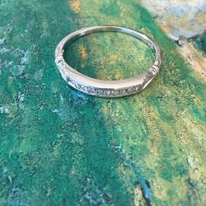 1920’s Art Deco 14k White Gold and Single Cut Diamond Band